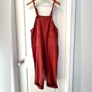 Cute Rust coloured Linen overalls size small/medium